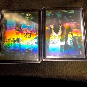 Vintage Micheal Jordan holo graphic cards lot of 2